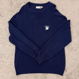 Vintage Penn State Logo 7 Knit Sweater Made in USA Size L Navy 90s NCAA